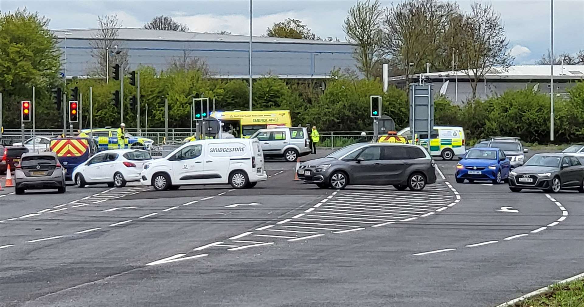 Emergency services pictured on the A2070 last year