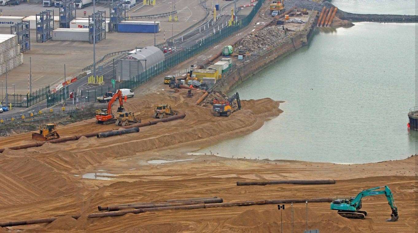 Work underway in Granville Dock, Dover, this month. Picture: Dover Strait Shipping - FotoFlite