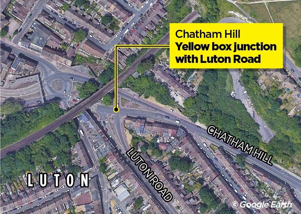 Cameras will enforce the rule that drivers cannot stop inside the yellow box at the Chatham Hill junction with Luton Road.