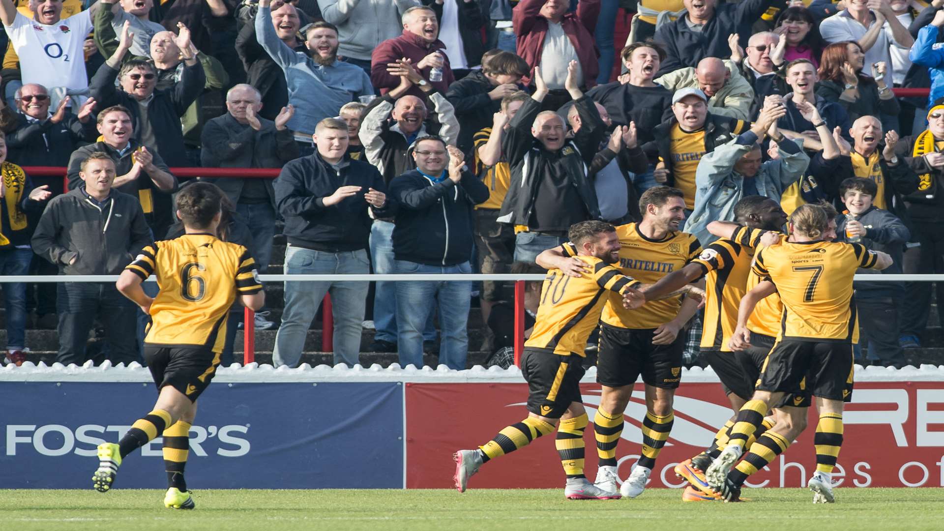 Maidstone fans celebrate Joe Healy's winner Picture: Andy Payton