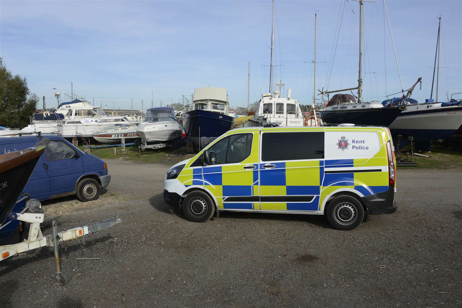 Police at the jury's visit to the scene to protect them.Picture: Paul Amos