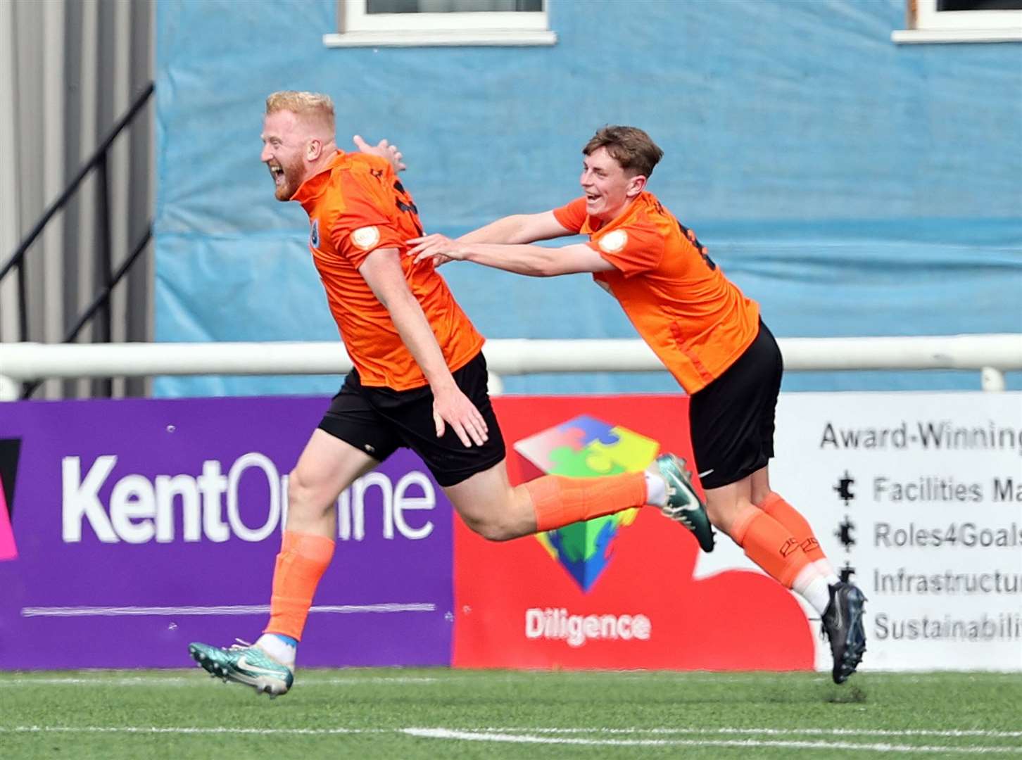 Taylor Tuck-Brown celebrates scoring for Upchurch. Picture: PSP Images