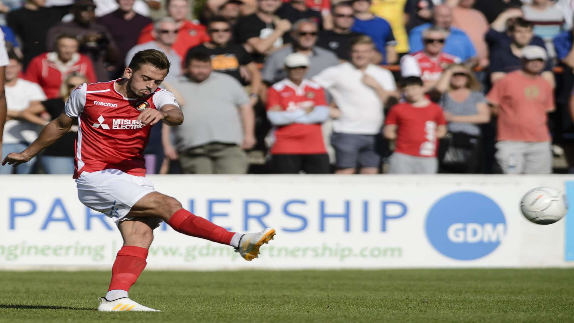 Jack Powell goes for goal against Eastleigh Picture: Andy Payton