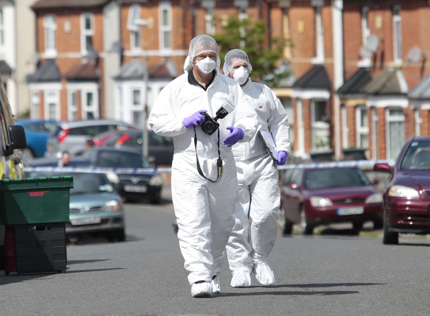 A man remains in custody after the double stabbing last night. Picture: Martin Apps