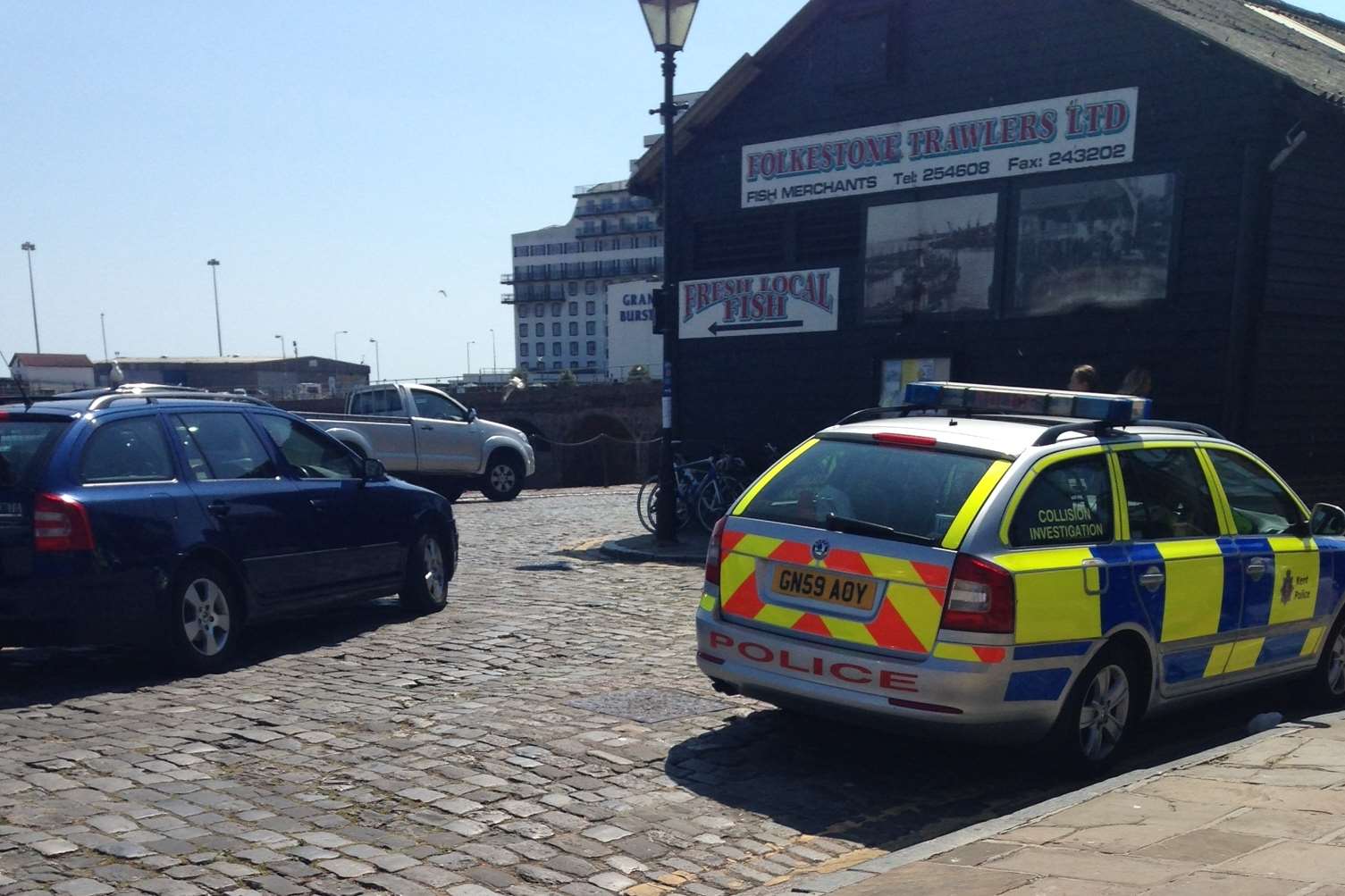 Police on The Stade following yesterday's serious crash