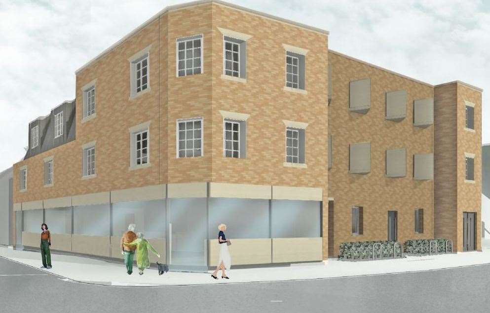 A CGI of previous proposals for the flats and cafe on the former Wheatsheaf pub site in Swanscombe High Street. Photo: Dartford planning portal