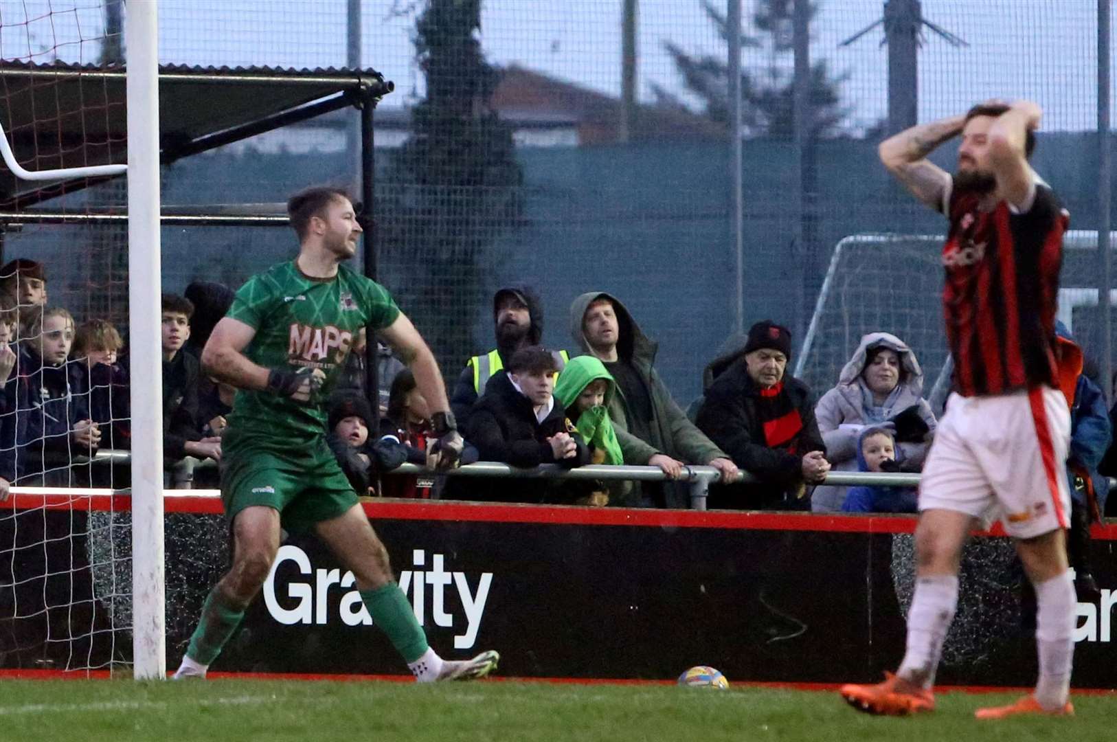 Stand-in goalkeeper James Tonkin made two shoot-out saves as Deal progressed in the FA Vase. Picture: Paul Willmott