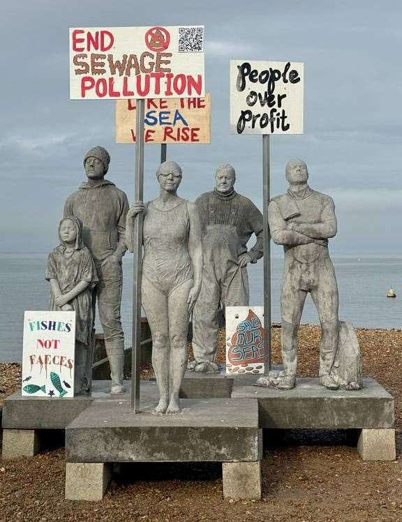 Whitstable SOS and Jason deCaires Taylor have unveiled Sirens of Sewage at West Beach in Whitstable. Picture: SOS Whitstable