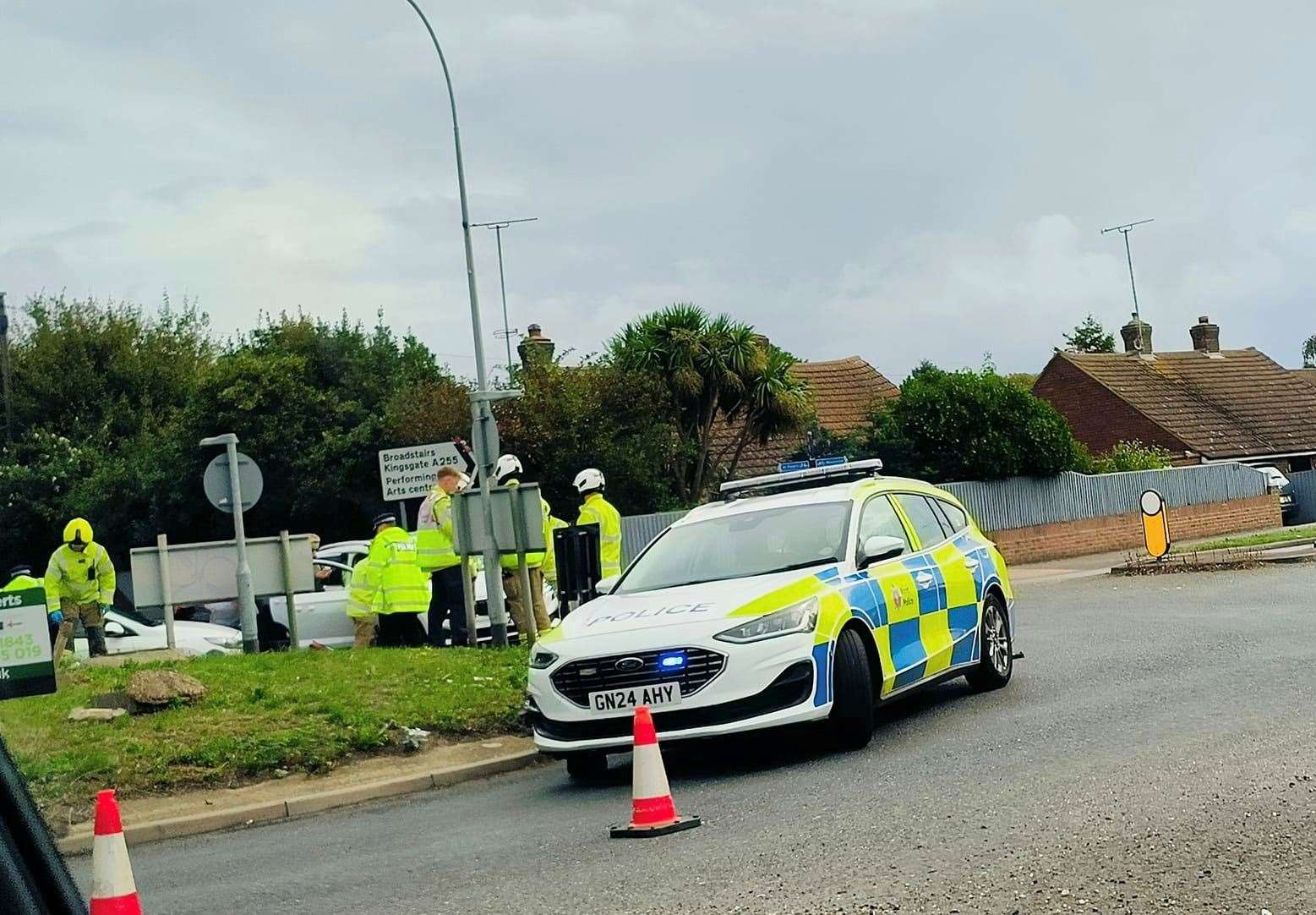 Police are at the scene of the crash on Dane Court Road, Broadstairs