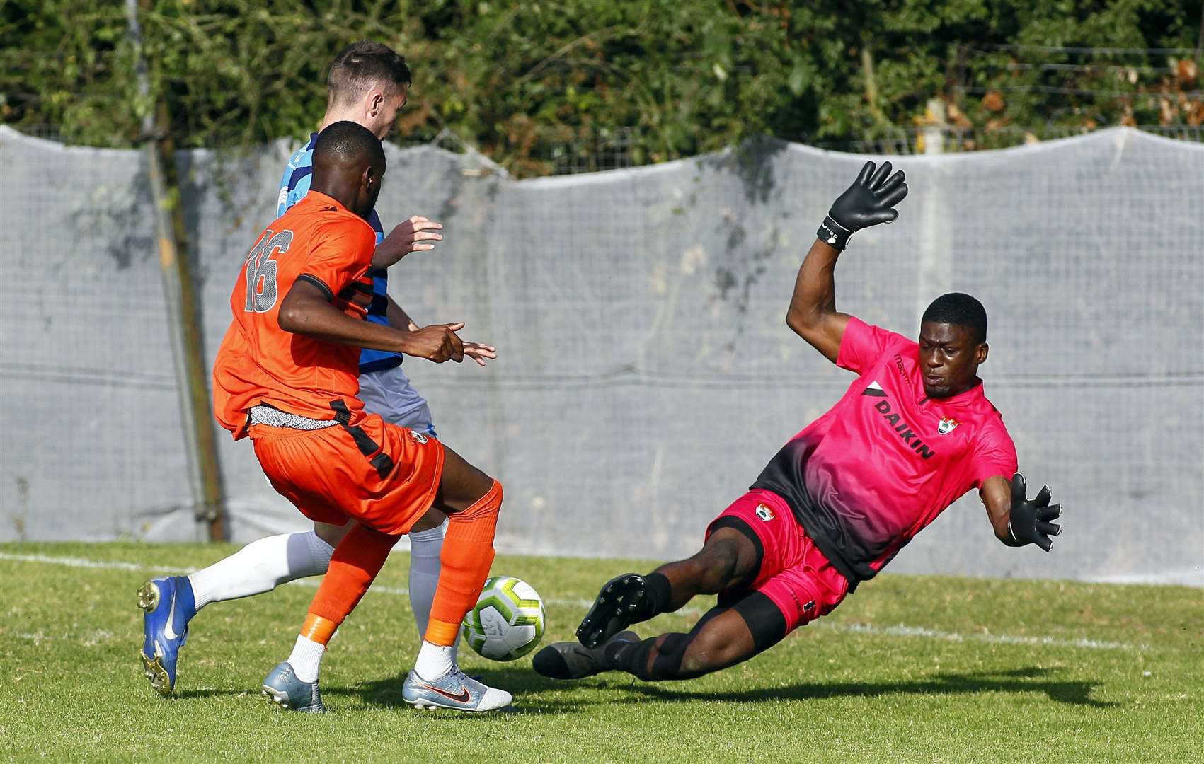 Lordswood goalkeeper Rilwan Anibaba Picture: Sean Aidan