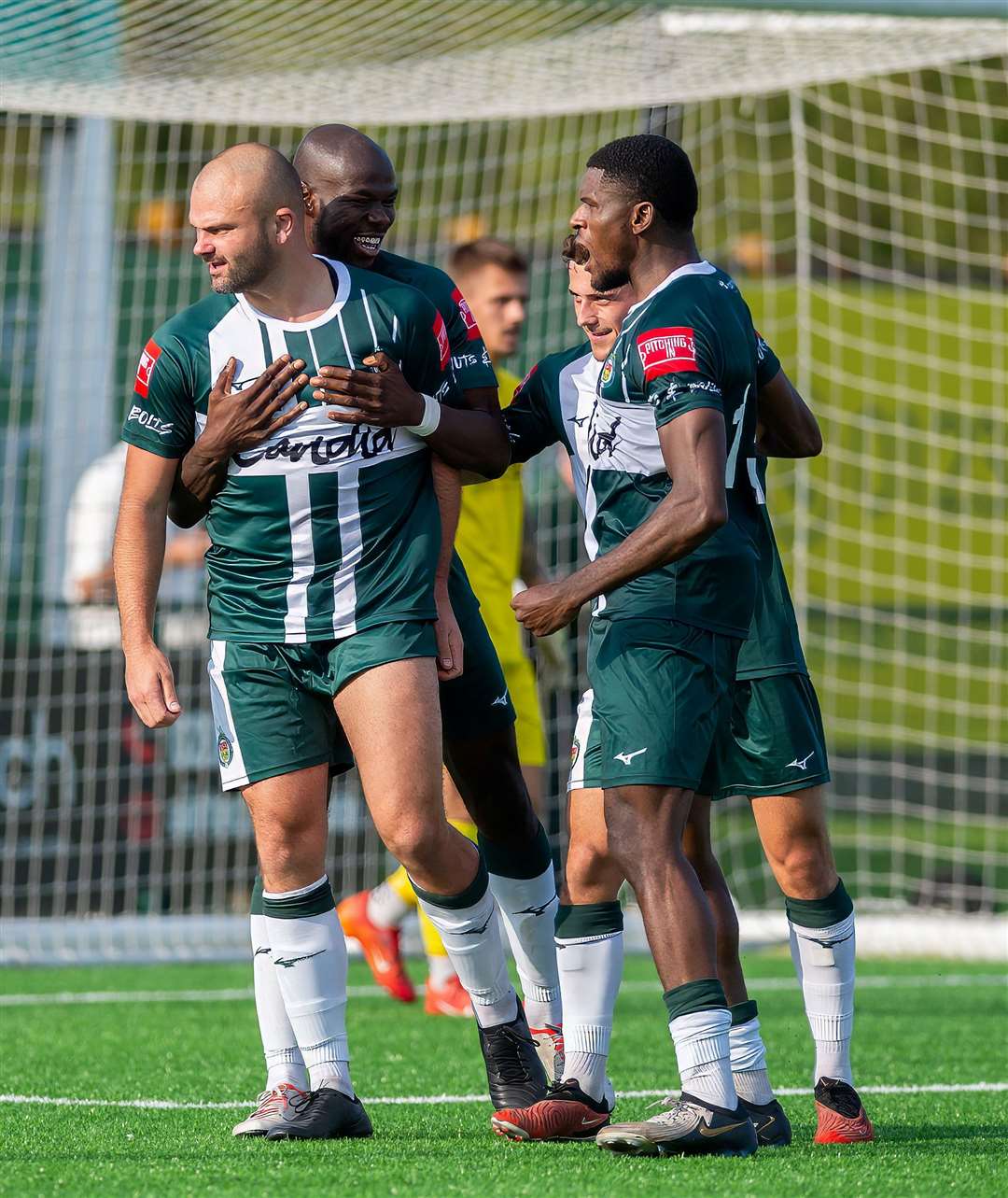 Gary Lockyer celebrates his opener in Ashford's FA Trophy win over Hartley Wintney last weekend. Picture: Ian Scammell