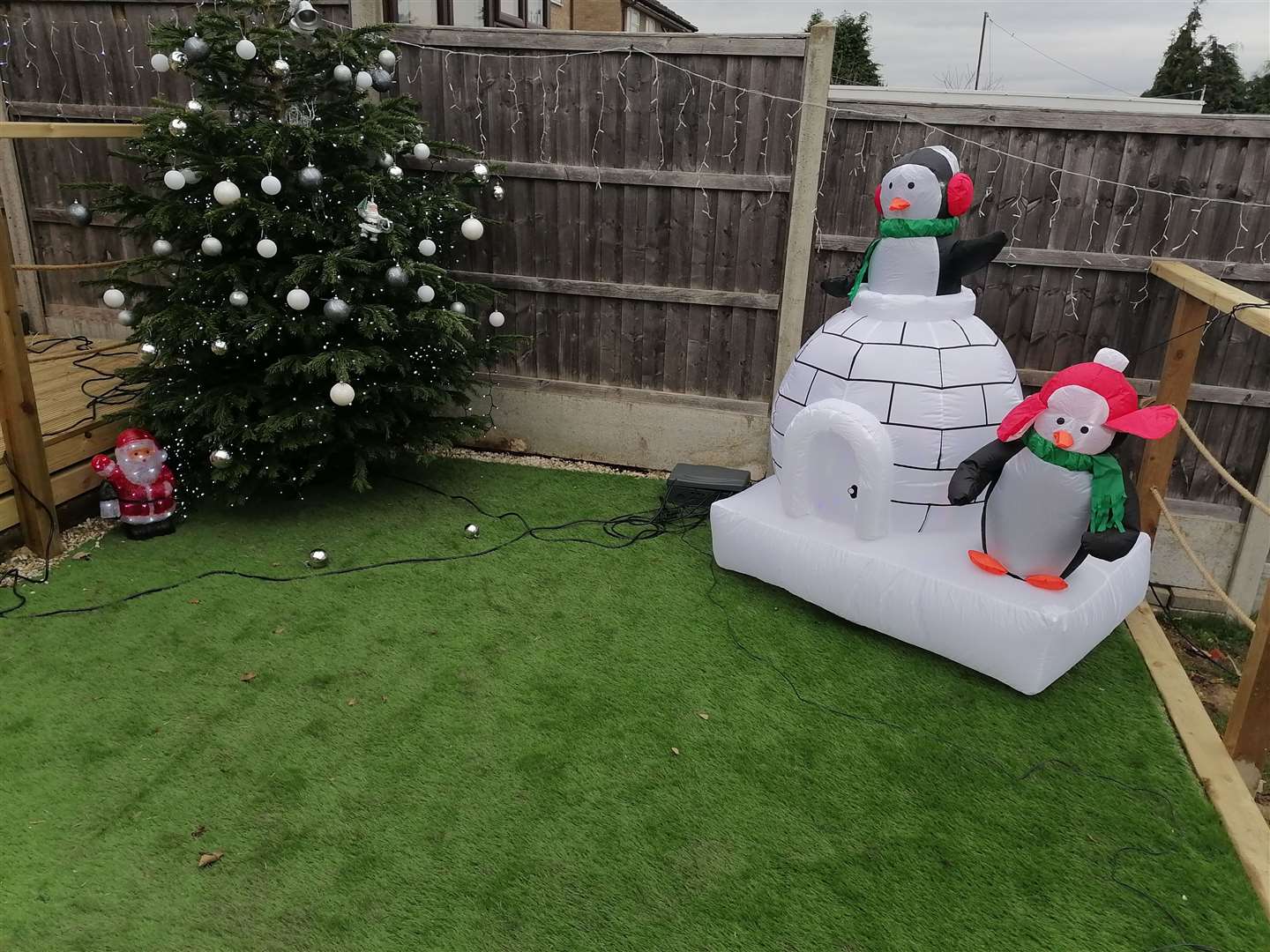 The Graver's new garden has been decorated for Christmas. Picture: Kerry Graver