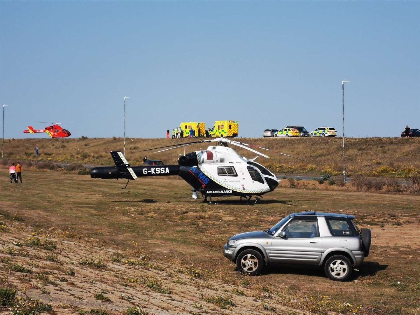 Emergency services at the scene of the incident Pic: @PokeKateUK