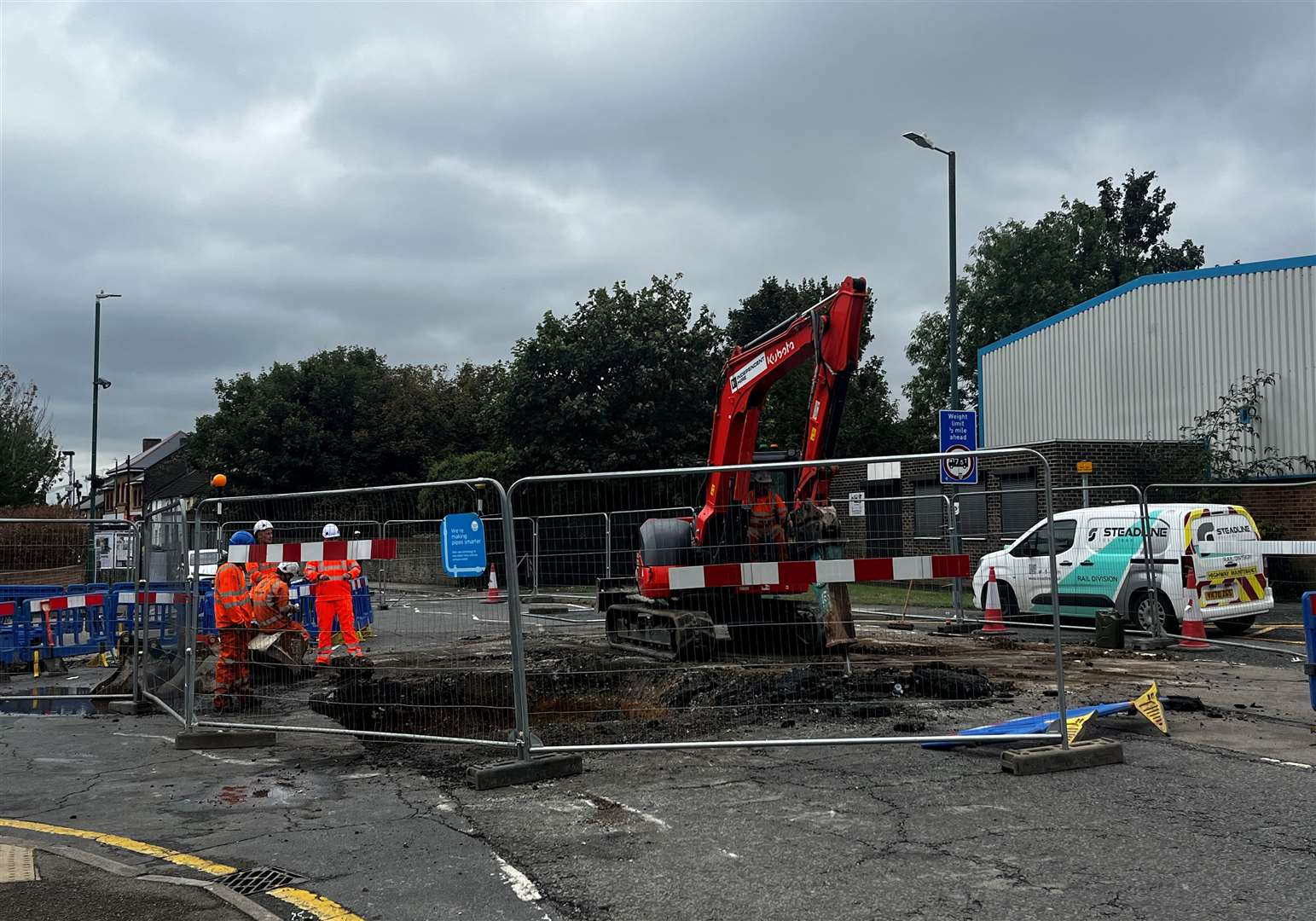 Workers are trying to fix the sinkhole in High Street, Swanscombe, as quickly as possible