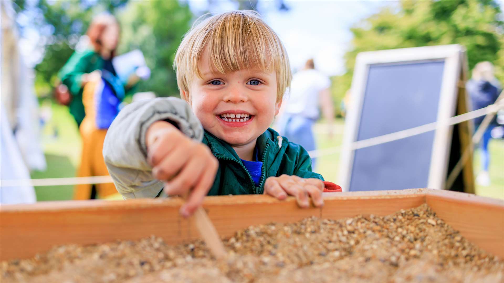 Don’t be afraid to get your hands dirty when sand-digging at Hever Castle. Picture: Hever Castle and Gardens