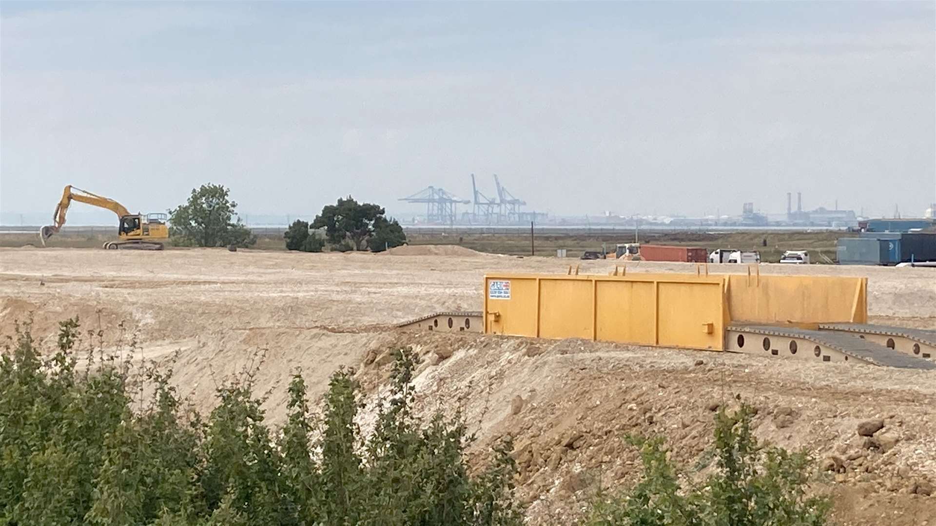 The level of the former steel rolling mill site at Rushenden is being raised using spoil from the M2 roadworks at Stockbury roundabout