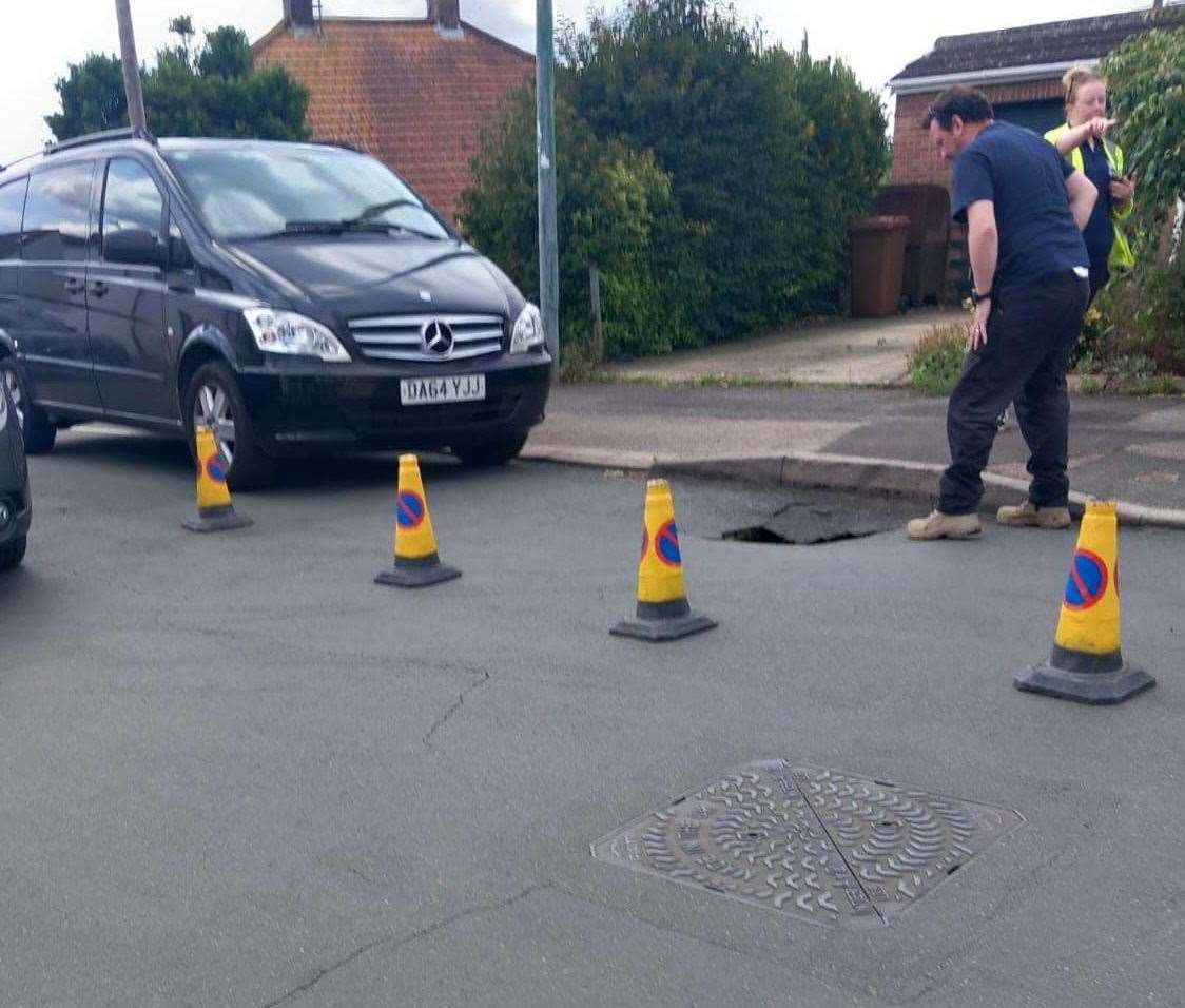 The large hole in Hackney Road, Maidstone. Photo: Naomi Simpson