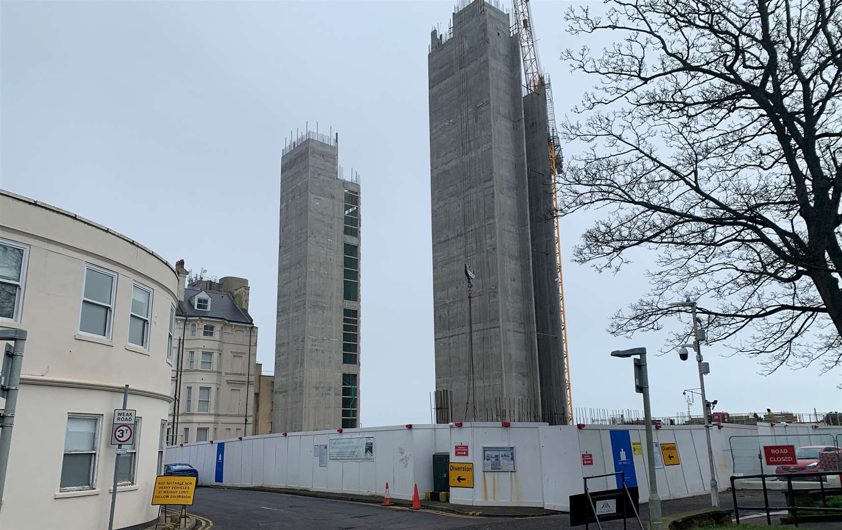 Some of the hired equipment has been removed from the Leas Pavilion site