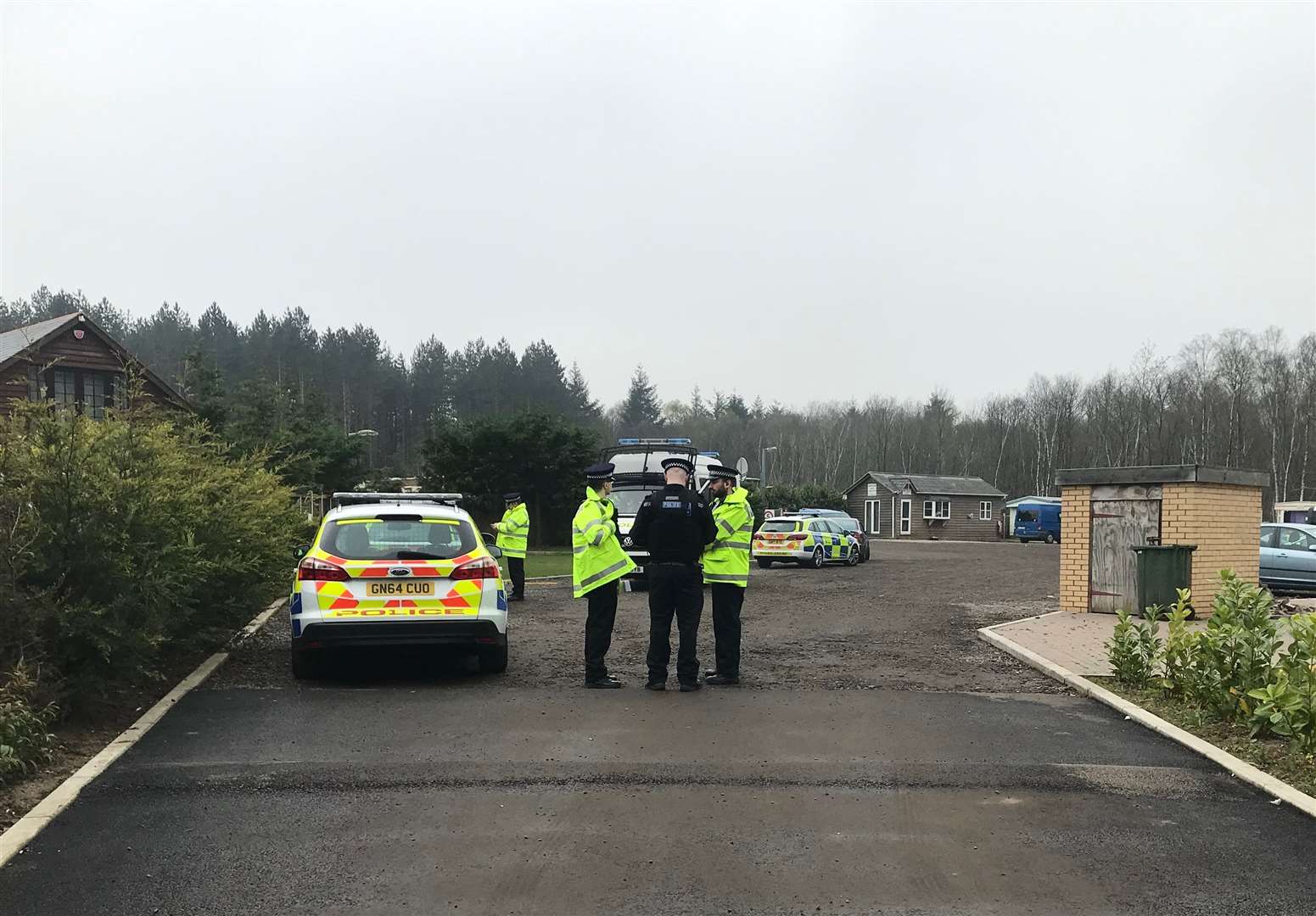 Police at the Brotherhood Wood caravan site in Gate Hill behind the Gate Services on the A2 in Dunkirk