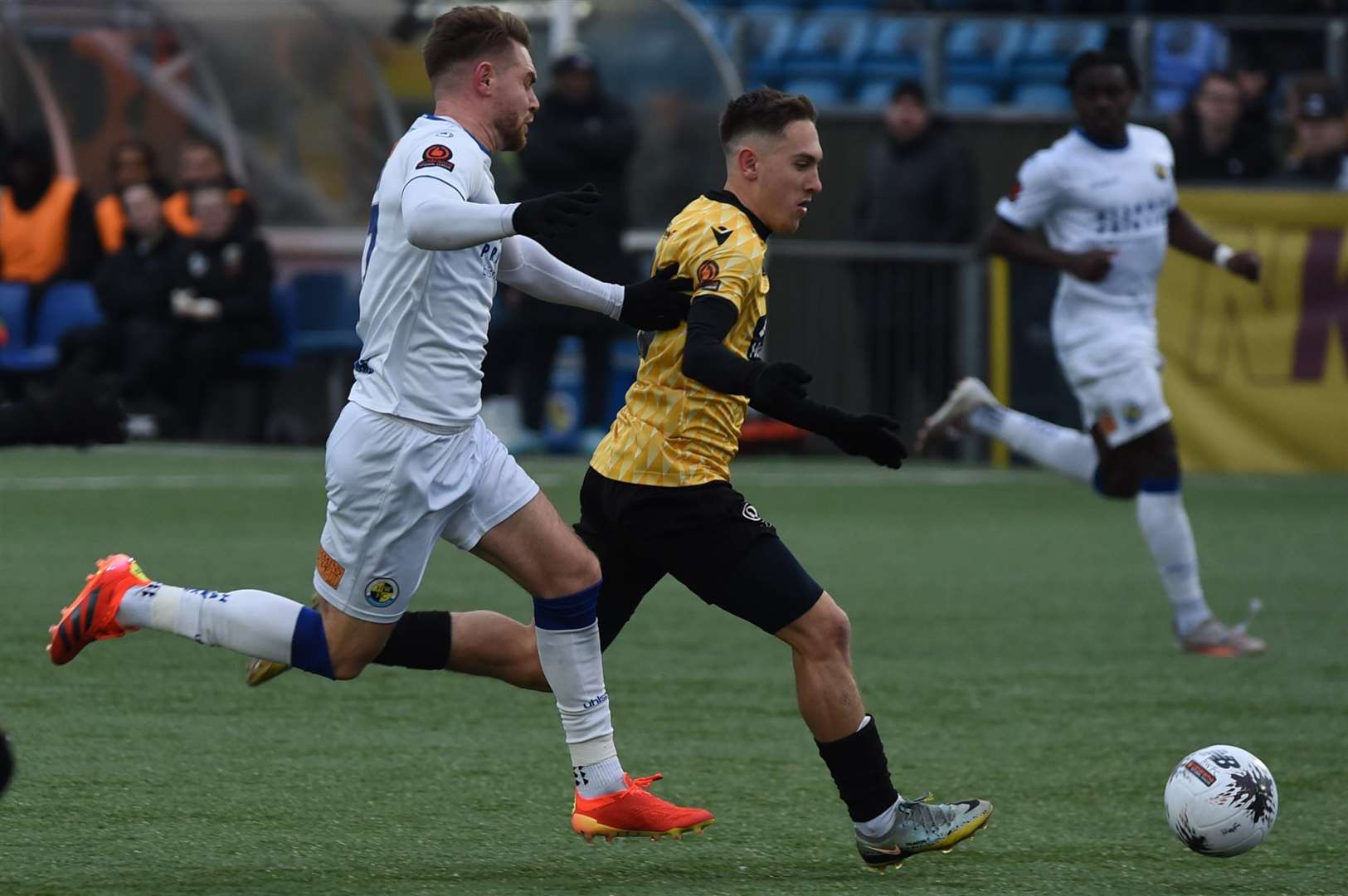 Matt Rush scored in Maidstone’s 2-1 defeat at Havant last weekend. Picture: Steve Terrell