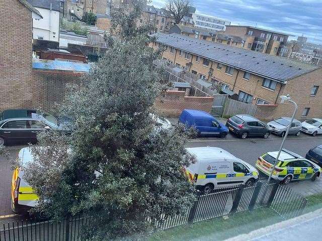 Police were seen outside Gravesham Court, Gravesend, this morning. Picture: Viktória Szalai