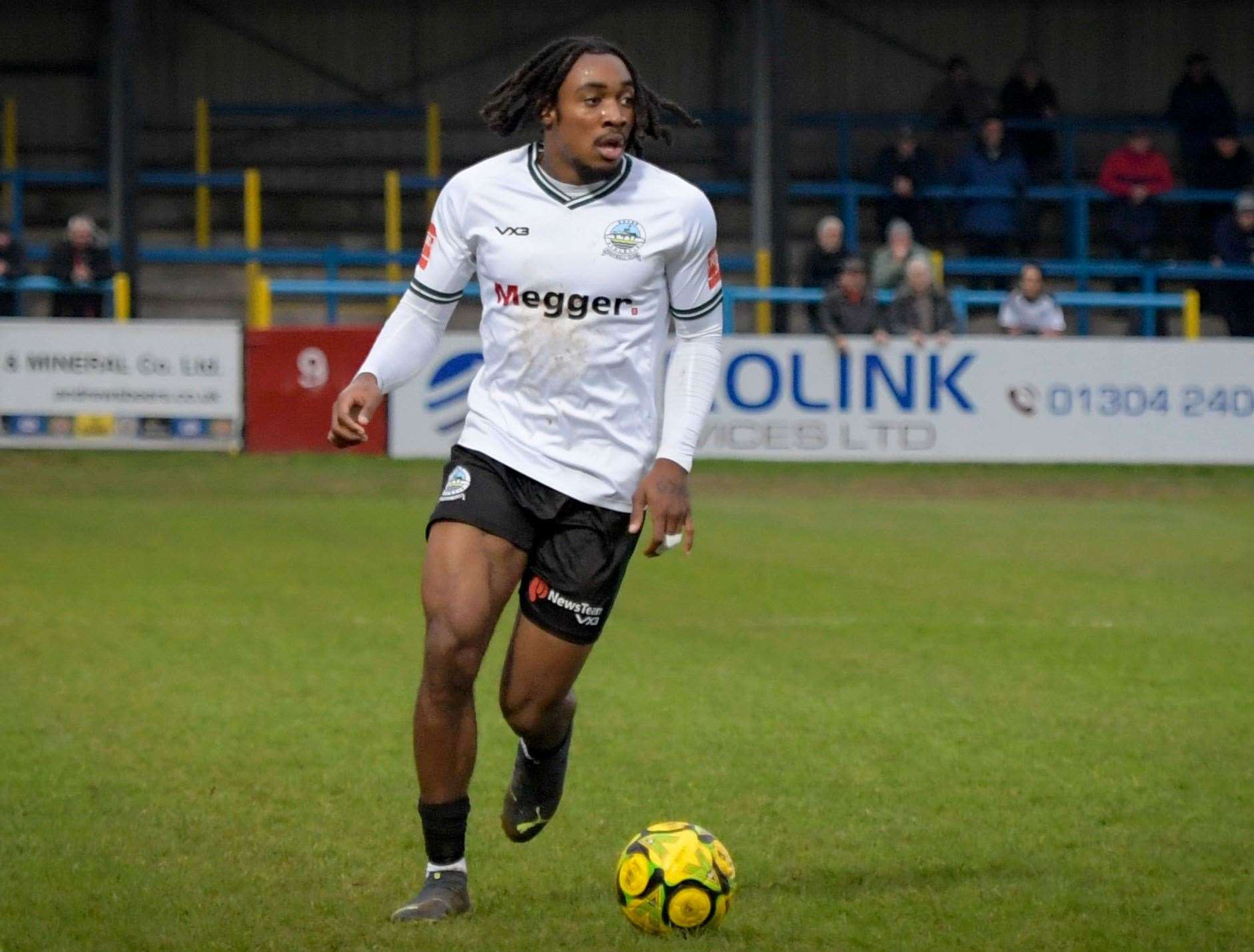 Roman Charles-Cook - netted Dover’s second late on, only for the Millers to hit right back, with the young Grenada international also having given away Cray Valley’s missed penalty. Photo: Stuart Watson