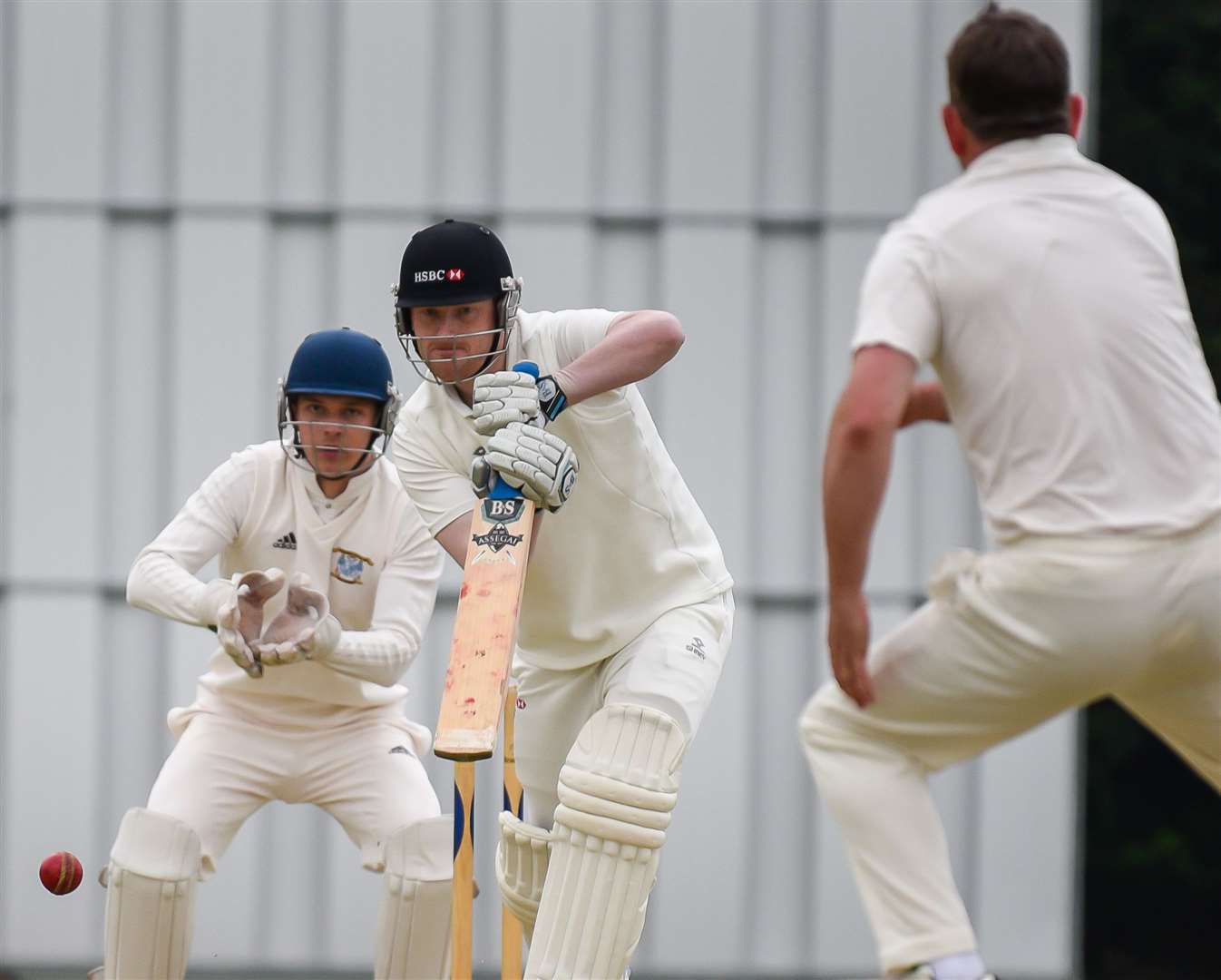 Canterbury's Ben Cooper bowls to HSBC's Mathew Abbett. Canterbury vs. HSBC. Picture: Alan Langley