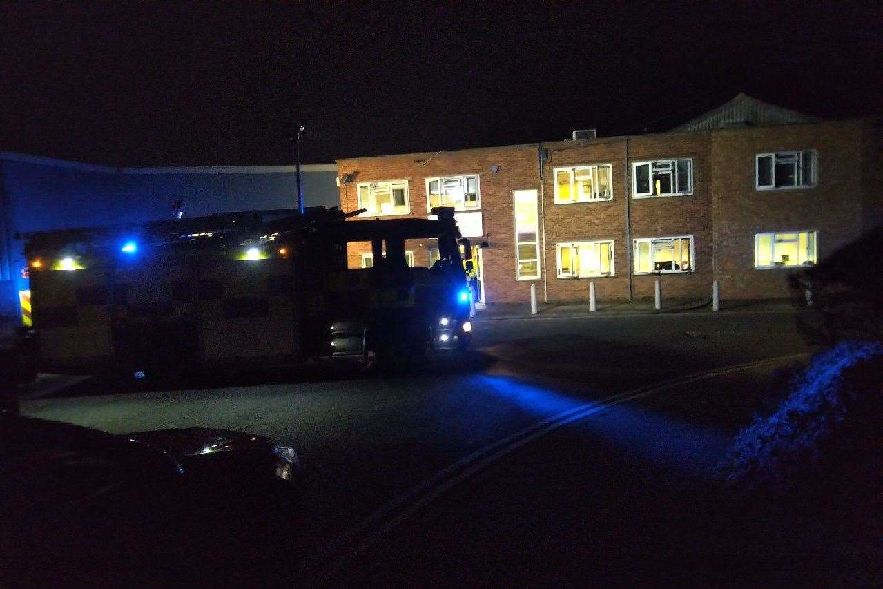 Firefighters at the scene following the arson attack on Jubilee Clips in Gillingham