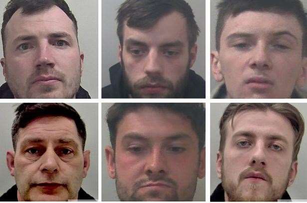 Top row left to right: Nathan Turner, 30, Zach Cutting, 25, and Ray Renda, 23. Bottom row left to right: Glen Hough, 52, Fabian Szymula, 21, and Jonathan Hedges, 26. Picture: Kent Police