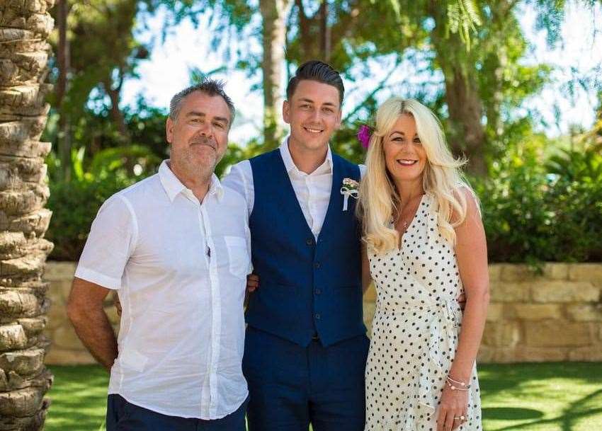 From left: William with son Jack and wife Amanda. Picture: Jack Britton