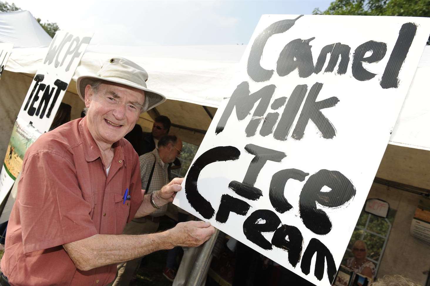 Paul Dunn helped run the stall and had to take his sign down early after he sold out of pots - which cost £3.50 each