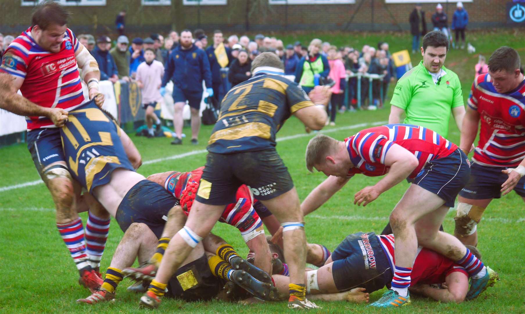 Tonbridge Juddians get to grips with Sevenoaks. Picture: Adam Hookway