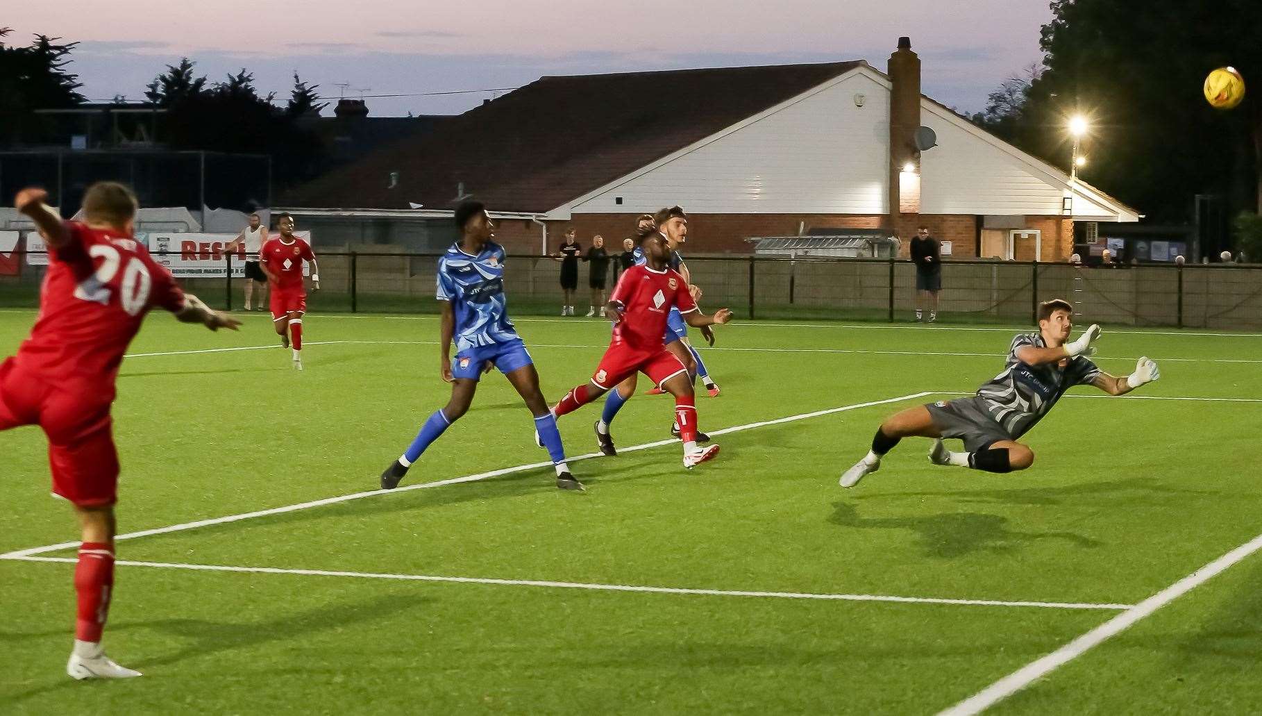 Midfielder Josh Oliver, of Whitstable, is denied. Picture: Les Biggs