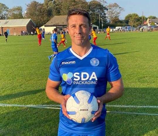 New Romney striker Roy Godden scored seven times in an hour Picture: Twitter/@NewRomneyFC