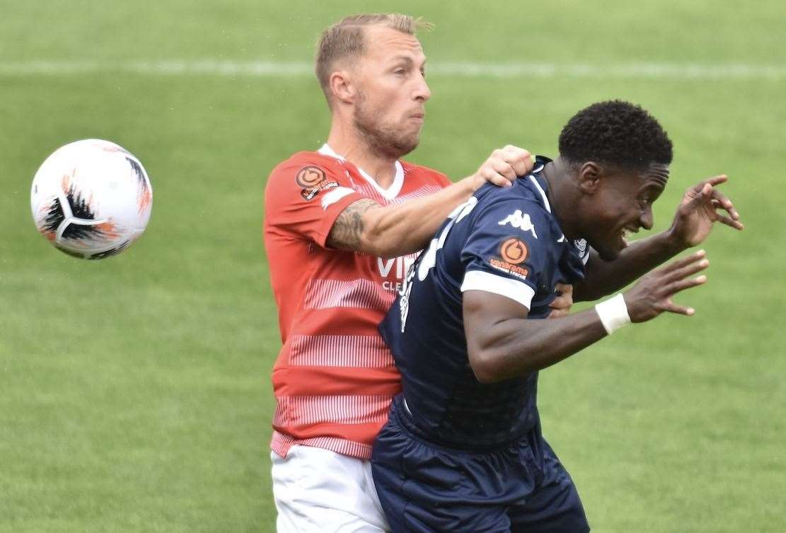 Dover are stopped in their tracks at Ebbsfleet on Monday. Picture: Ed Miller/EUFC