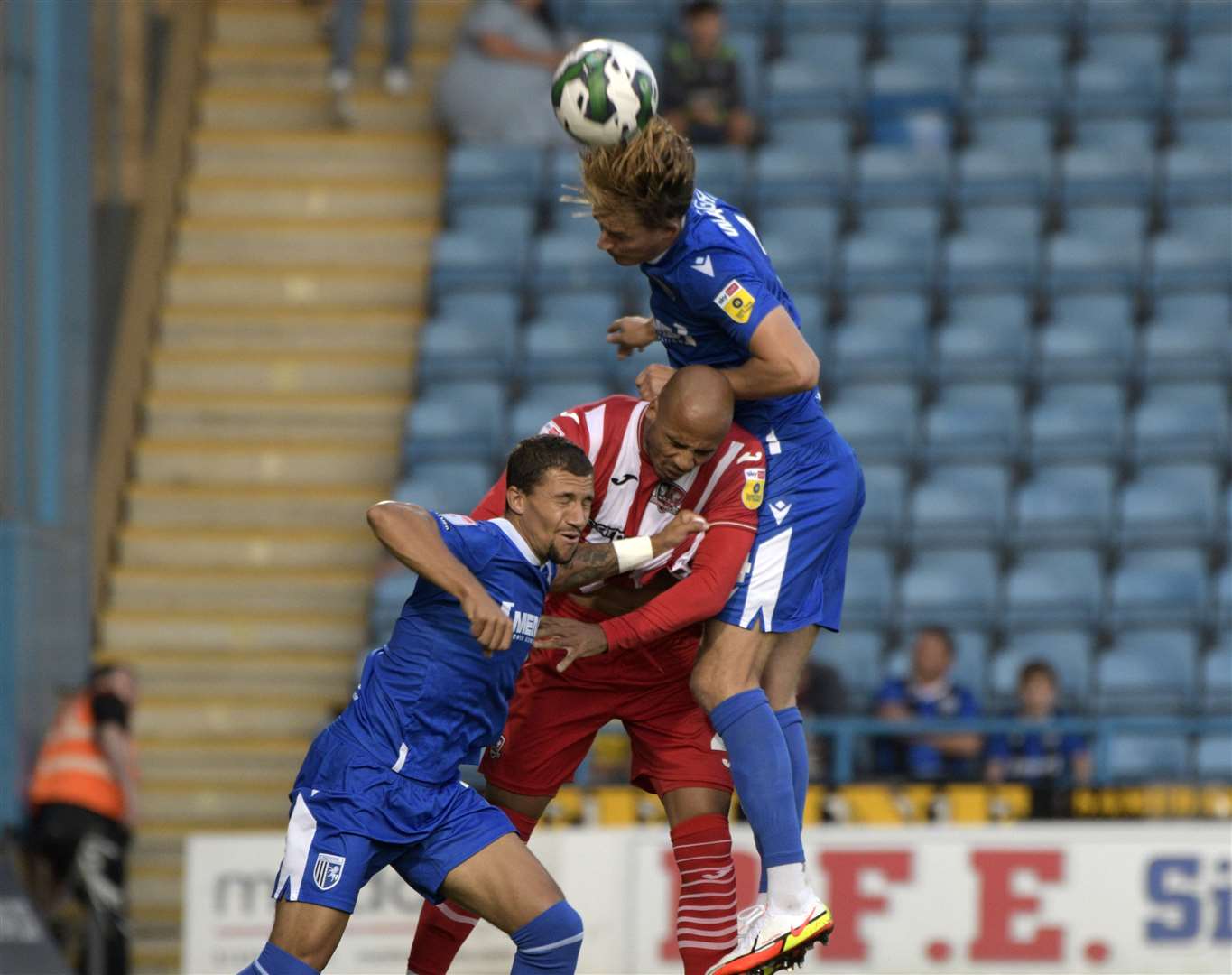 Will Wright climbs highest for a header Picture: Barry Goodwin