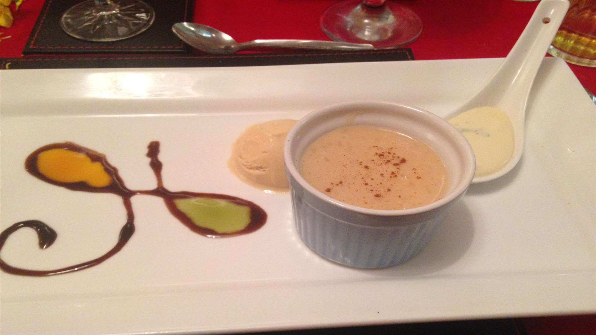 The three-cream dessert was delicious.