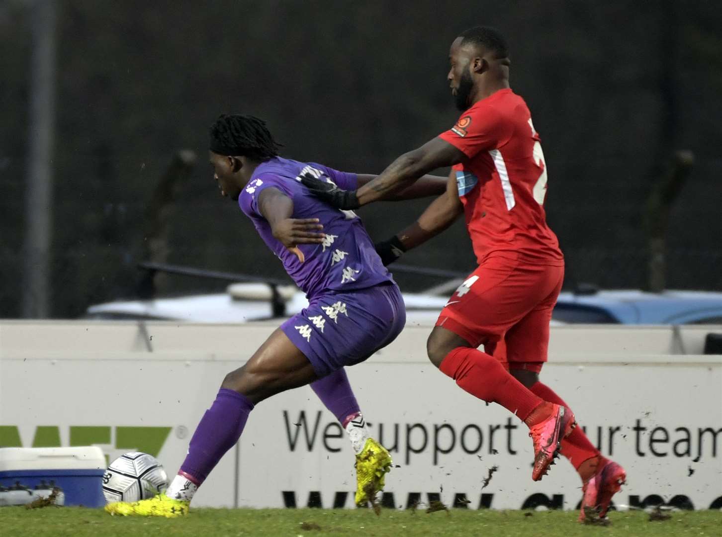 Junior Tiensia - in action for Dover against Dagenham earlier this season - has joined Dartford on loan. Picture: Barry Goodwin