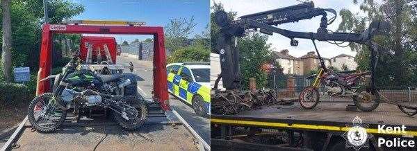 Officers seized the two off-road bikes. Picture: Kent Police