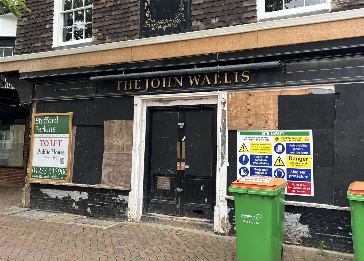 The John Wallis pub in Ashford town centre has been closed since the first Covid lockdown