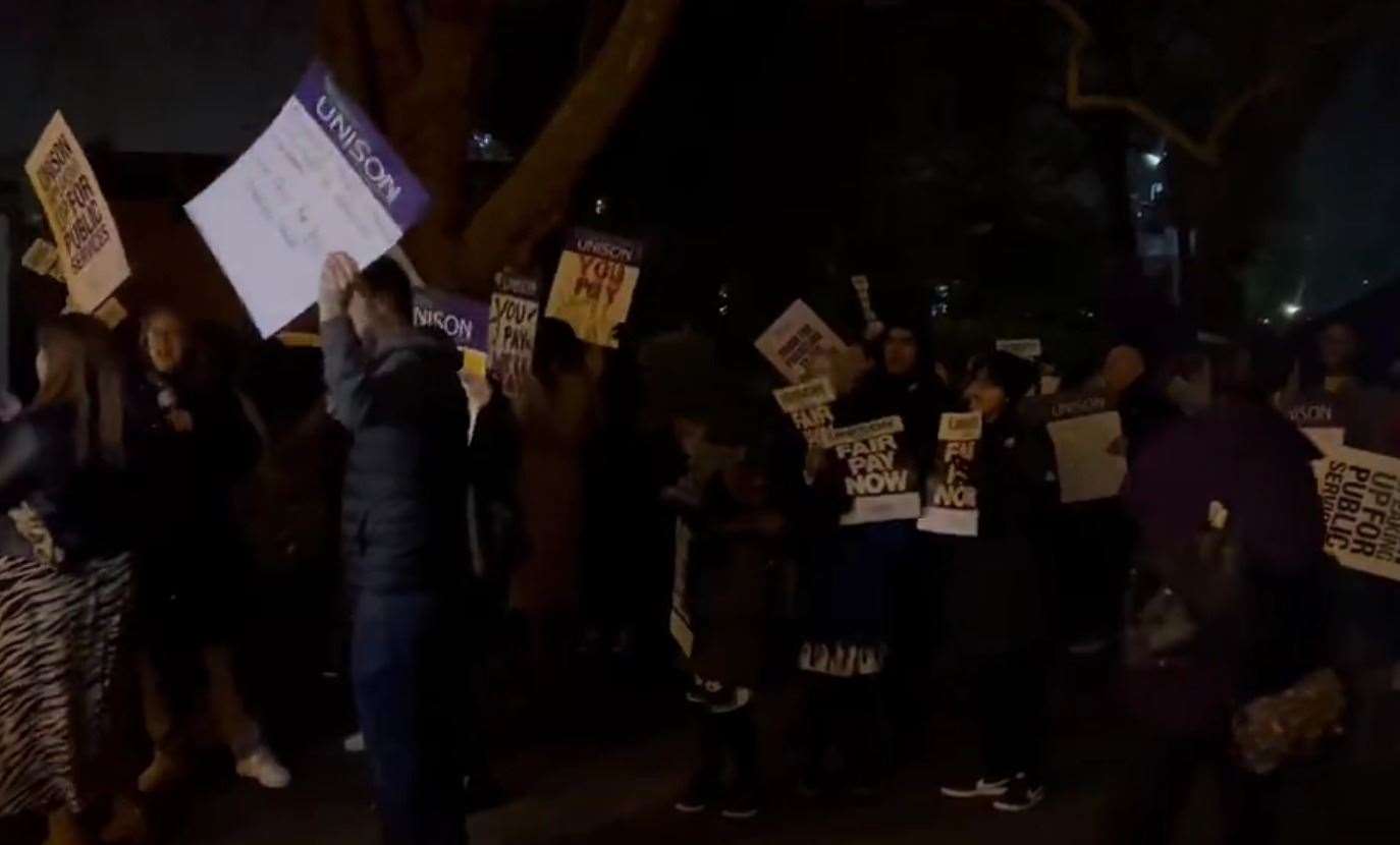 Protests outside St Georges Centre in Chatham ahead of Medway Council's budget meeting. Picture: Katie May Nelson (62623387)