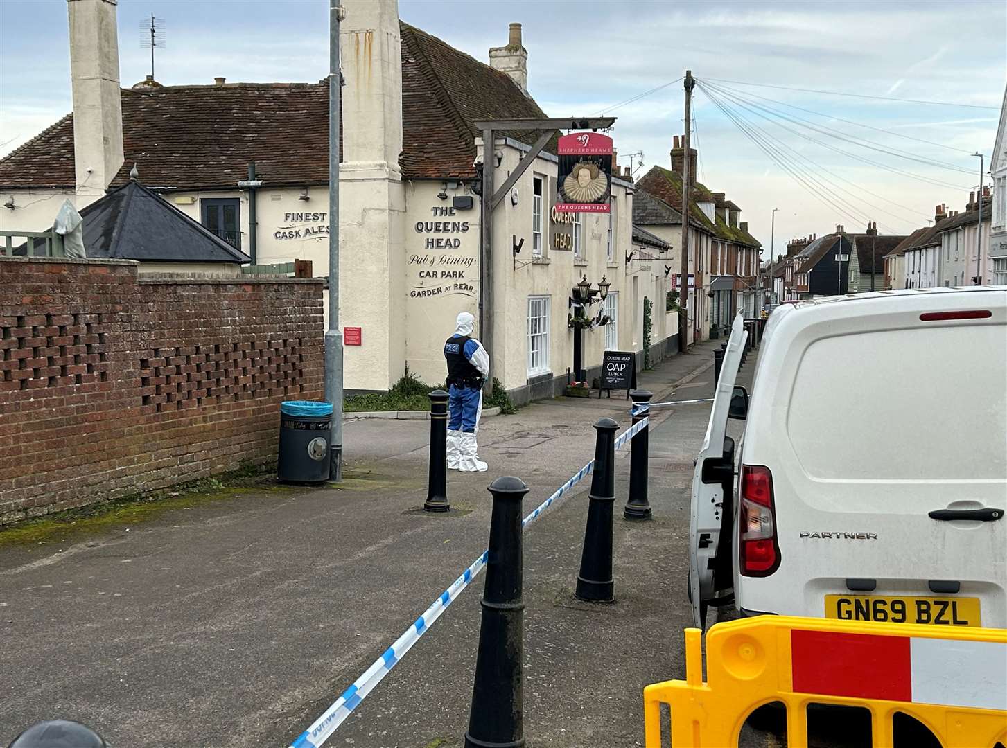 Police forensics teams were called to the Queen’s Head pub following the murder