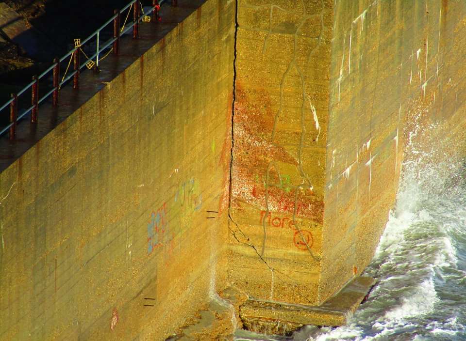 A large crack runs down a wall. Picture: Samphire Hoe