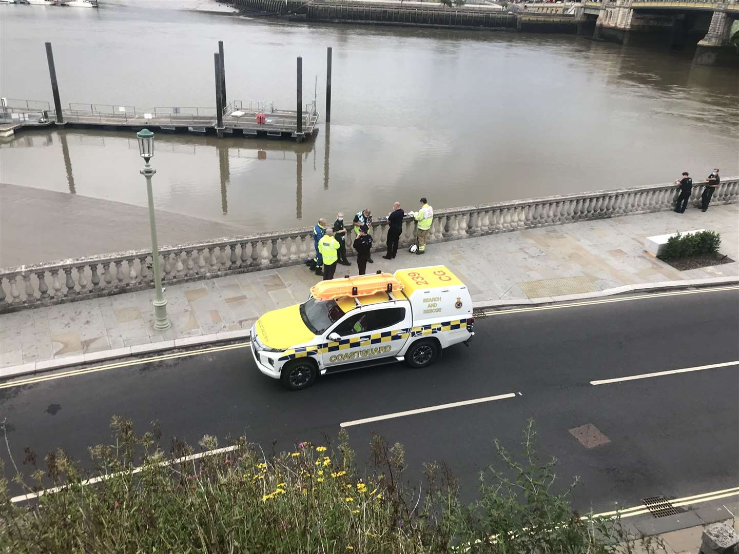 Emergency crews at Rochester Esplanade