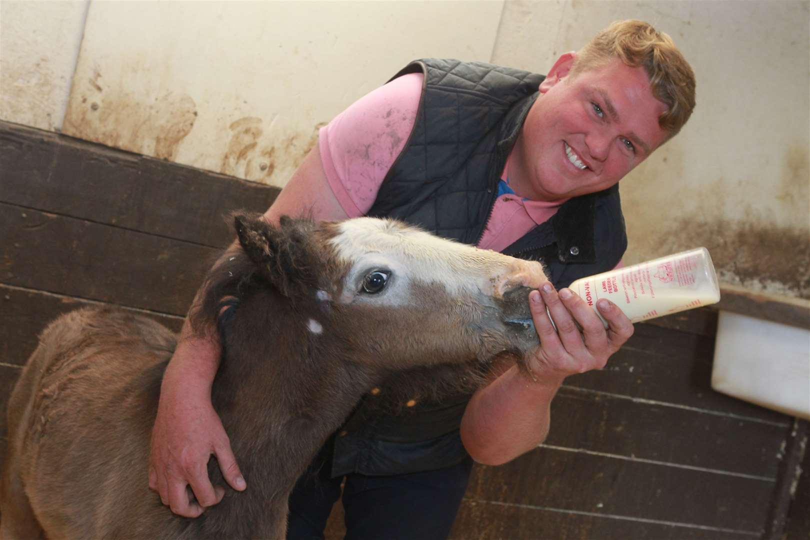 Jamie Sharp feeds Oli the Orphan just after he was found