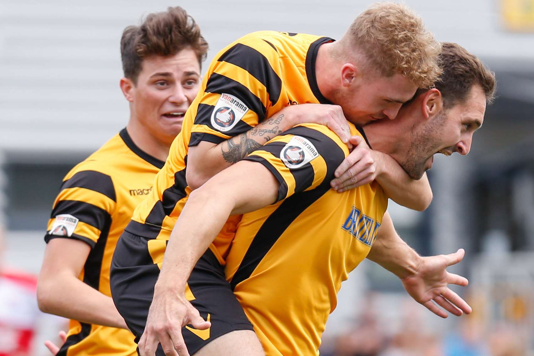 Jay May celebrates scoring against Bath City earlier this season Picture: Matthew Walker