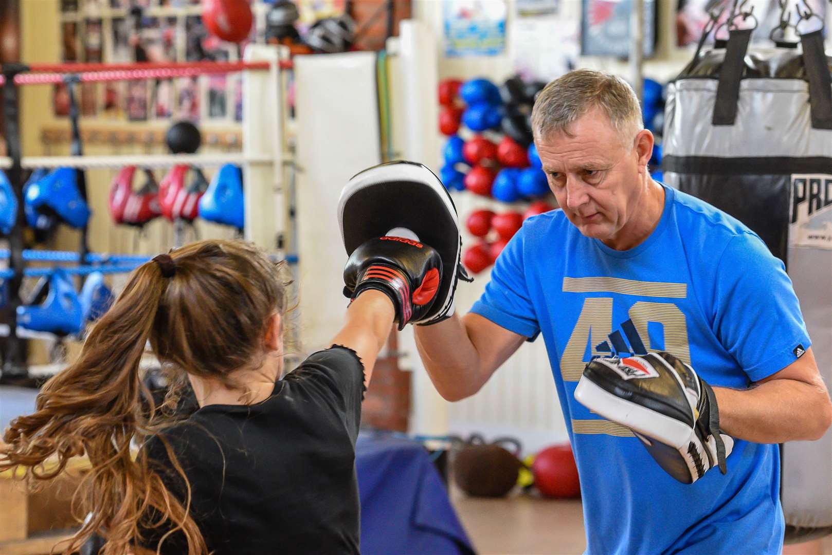 Tenterden coach Bob Jones on the pads Picture: Alan Langley