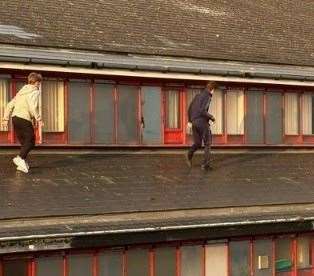 Youths were spotted on the Sheppey Leisure Complex roof in Sheerness at 6am. Picture: Swale Community Leisure