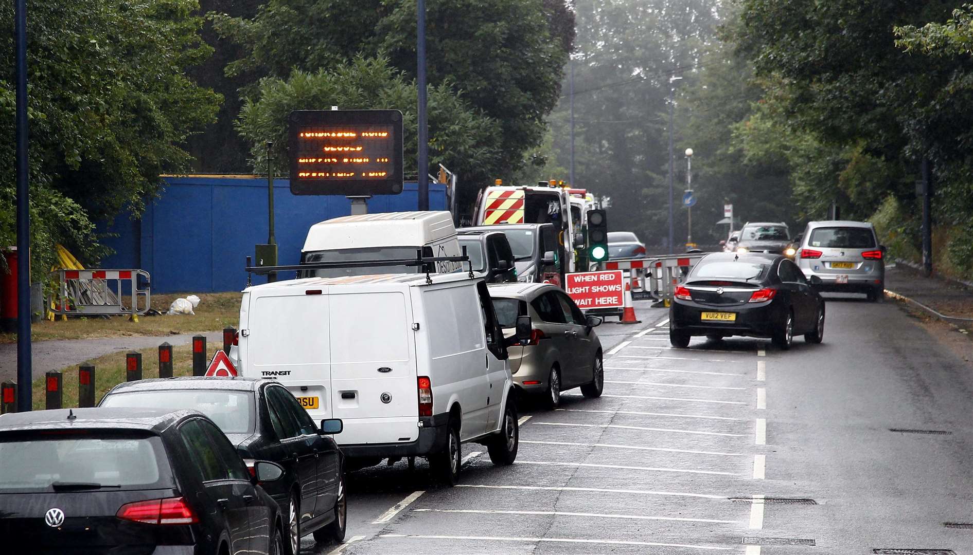 Traffic backs up on London Road, heading towards Maidstone