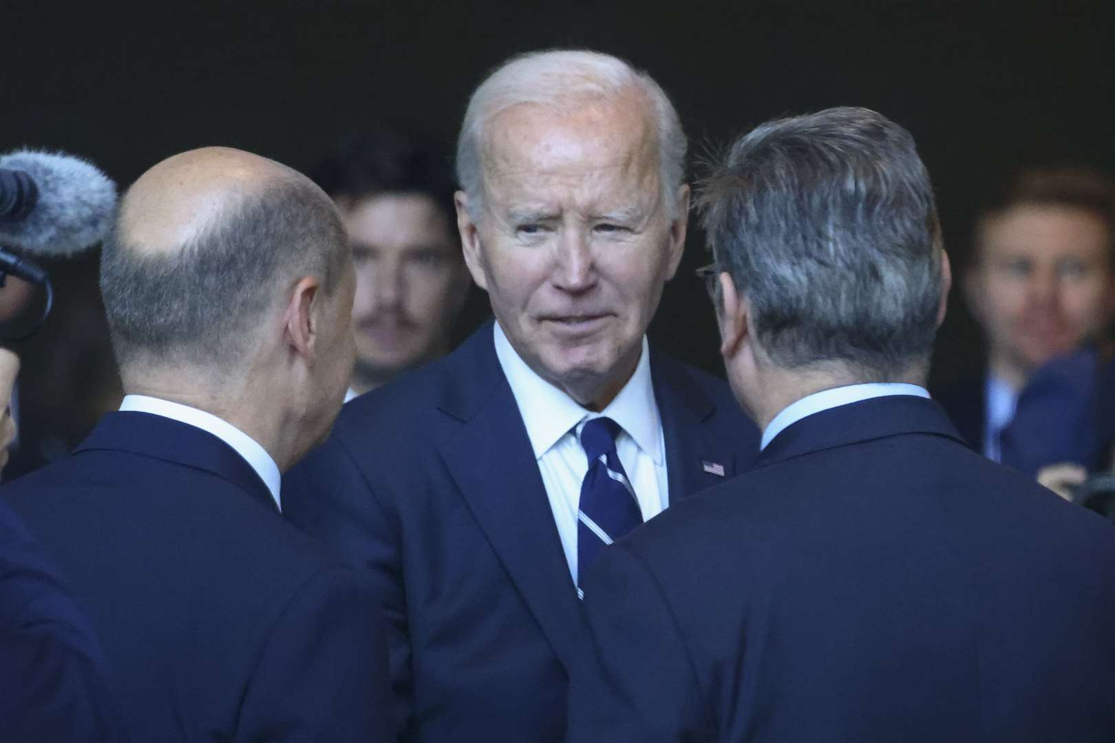 Sir Keir Starmer with German Chancellor Olaf Scholz and US President Joe Biden (Nadja Wohlleben/PA)